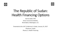 The Republic of Sudan: Health