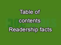 Table of contents Readership facts