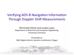 Verifying ADS-B Navigation Information Through Doppler Shift Measurements