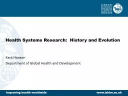 Health Systems Research:  History and Evolution