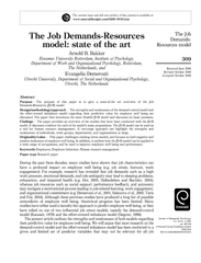 The Job DemandsResources model state of the art Arnold