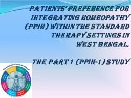 Patients ’ preference for integrating homeopathy (PPIH) within the standard therapy