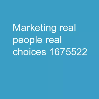 Marketing : Real People, Real Choices