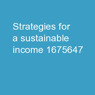 Strategies for a sustainable income