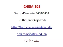 CHEM 101 Second Semester