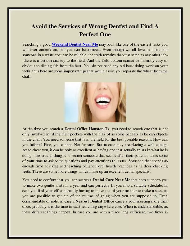 Avoid the Services of Wrong Dentist and Find A Perfect One