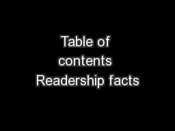 Table of contents Readership facts