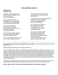 Poem of the Month April  Nitroglycerine y Edwin Turner
