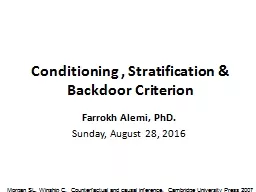Conditioning , Stratification & Backdoor Criterion