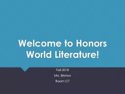 Welcome to Honors World Literature!