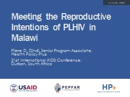 Meeting the Reproductive Intentions of PLHIV in Malawi