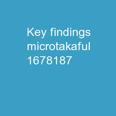 Key Findings Microtakaful
