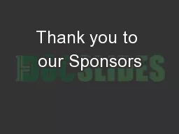 Thank you to our Sponsors