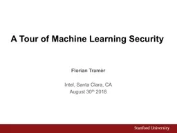 A Tour of Machine Learning Security