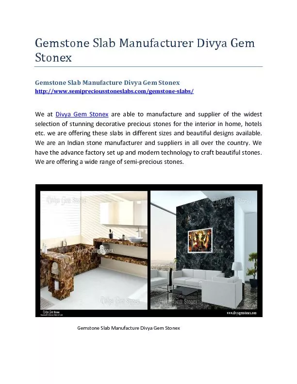 PDF-Gemstone Slab Manufacture Divya Gem Stonex