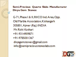 Semi-Precious Quartz Slabs Manufacturer Divya Gem Stonex