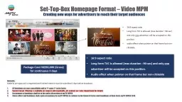 Set-Top-Box Homepage Format – Video MPM