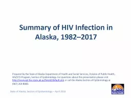 Summary of HIV Infection in Alaska, 1982–2017