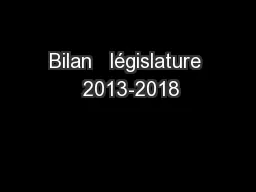 Bilan   législature  2013-2018