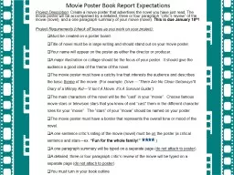 Movie Poster Book Report Expectations