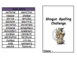 Shogun Spelling  Challenge