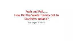 Push and Pull…… How Did the Vawter Family Get to Southern Indiana?