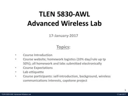 TLEN 5830-AWL Advanced Wireless Lab