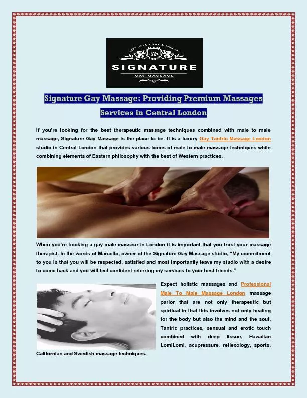 Premium Massages Services in Central London
