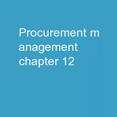 Procurement M anagement Chapter 12