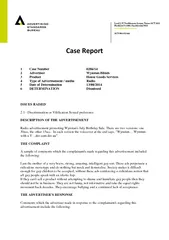 Case Report Case Number  Advertiser Wynstan Blinds Pro