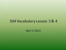 504 Vocabulary Lesson 3 & 4