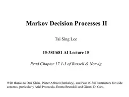 Markov Decision Processes II