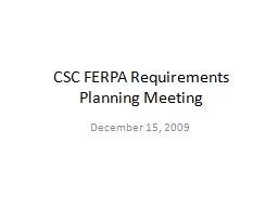 CSC FERPA Requirements Planning Meeting