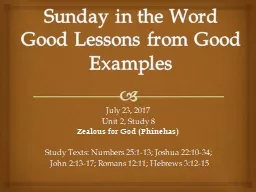 Sunday in the Word Good Lessons from Good Examples