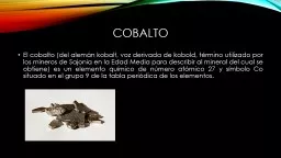 COBALTO El cobalto (del alemán