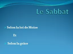 Le Sabbat    Selon la loi de Moise