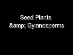 Seed Plants & Gymnosperms