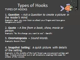Types of Hooks TYPES  OF HOOKS