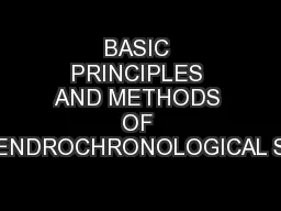 BASIC PRINCIPLES AND METHODS OF DENDROCHRONOLOGICAL SP