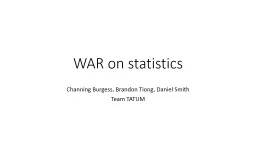 WAR on statistics Channing Burgess, Brandon