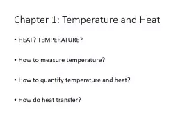 Chapter  1: Temperature and Heat