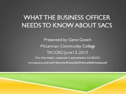 What the Business Officer Needs to Know about SACS
