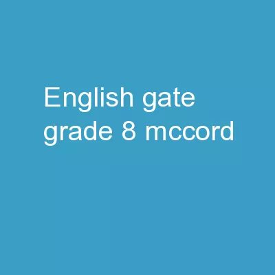 English/GATE  Grade 8 McCord