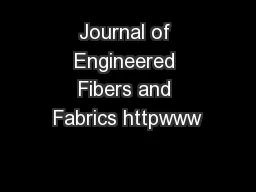 Journal of Engineered Fibers and Fabrics httpwww