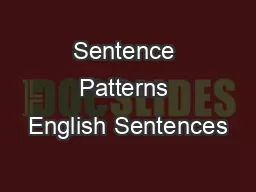 Sentence Patterns English Sentences