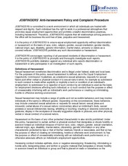 JOBFINDERS Anti arassment Policy and Com plaint Proced