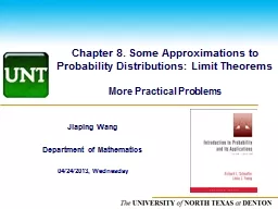 Chapter 8. Some Approximations to Probability Distributions: Limit Theorems