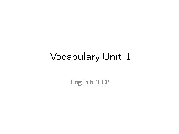 Vocabulary Unit 1  English