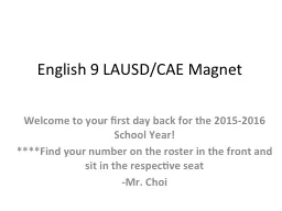 English 9 LAUSD/CAE Magnet