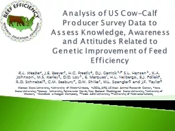 Analysis of US Cow-Calf Producer Survey Data to Assess Knowledge, Awareness and